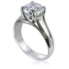 Luccia 4 Carat Round Trellis Setting Laboratory Grown Diamond Alternative Cubic Zirconia Solitaire Engagement Ring in 14k white or 14k yellow gold.