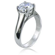 Luccia 3 Carat Round Trellis Setting Lab Grown Created Diamond look Cubic Zirconia Solitaire Engagement Ring in 14k white or 14k yellow gold.