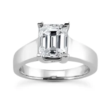 Luccia 2.5 Carat Step Cut Emerald Cut Laboratory Created Diamond Cubic Zirconia Trellis Setting Solitaire Engagement Ring in 14k white gold.