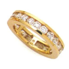 Round 3 Carat Channel Set Eternity Wedding Band with laboratory grown diamond alternative cubic zirconia.
