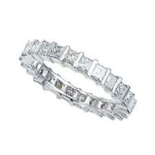 3.5mm Princess Cut Bar Set Channel Set Eternity Band with lab grown diamond look cubic zirconia.