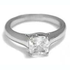Trellis criss cross 1 carat princess cut  lab grown diamond look cubic zirconia solitaire engagement ring in 14k white gold.