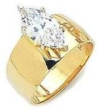 3 Carat Marquise Cubic Zirconia Wide Cigar Band Style Engagement Ring