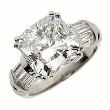 Charis 4 Carat Cushion Cut Double Prong Laboratory Grown Diamond Alternative Cubic Zirconia Channel Set Baguette Solitaire Engagement Ring. Charis 4 Carat Cushion Cut Double Prong Laboratory Grown Diamond Alternative Cubic Zirconia Channel Set Baguette Solitaire Engagement Ring.