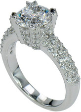 Round 2 Carat Pave Solitaire Engagement Ring with lab grown diamond look cubic zirconia in 14k white gold.