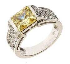 Harmon 2.5 carat princess cut lab grown diamond simulant cubic zirconia semi bezel set engagement wedding ring in 14k white gold.