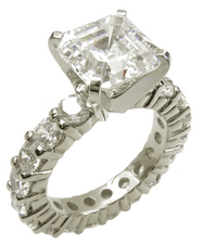 Asscher Inspired 2.5 Carat Cubic Zirconia Eternity Solitaire Engagement Ring