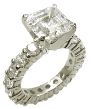 Asscher Inspired 2.5 Carat Laboratory Grown Diamond Alternative Cubic Zirconia Eternity Solitaire Engagement Ring. Asscher Inspired 2.5 Carat Laboratory Grown Diamond Alternative Cubic Zirconia Eternity Solitaire Engagement Ring.