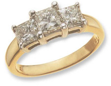 Three Stone Princess Cut 1.5 Carat Laboratory Grown Diamond Alternative Cubic Zirconia Zirconia Anniversary Engagement Ring