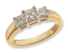 Three Stone Princess Cut .75 Carat Center Laboratory Grown Diamond Alternative Cubic Zirconia Anniversary Engagement Ring Three Stone Princess Cut .75 Carat Center Laboratory Grown Diamond Alternative Cubic Zirconia Anniversary Engagement Ring
