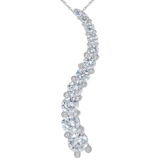 Infini Graduated Round Journey Pendant with prong set lab grown diamond alternative cubic zirconia in 14k white gold.