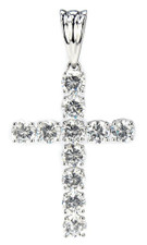 Noble Cross Pendant with lab grown diamond look cubic zirconia in 14k white gold.