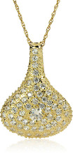 Perfume Bottle Shape Pave Charm Pendant with lab grown diamond alternative cubic zirconia in 14k yellow gold.