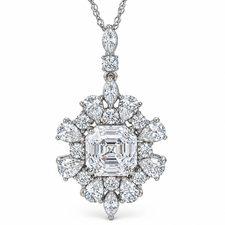 Anneka Semi Bezel Set Pear Pave Cluster Pendant with lab grown diamond simulant cubic zirconia in 14k white gold.