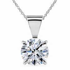 Catania Solitaire Pendant with 1 carat round lab grown diamond look cubic zirconia in 14k white gold.