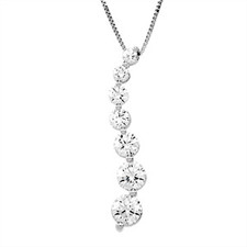 Curved Journey Graduated Round Anniversary Pendant with lab grown diamond look cubic zirconia in 14k white gold.
