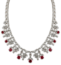 Demi Round Marquise Drop Bib Statement Necklace with laboratory grown diamond look cubic zirconia in 14k white gold.