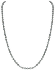 Bezel Set 5mm Round Tennis Necklace with lab grown diamond simulant cubic zirconia in 14k white gold.