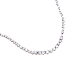 Graduated Round Four Prong Tennis Necklace with lab grown diamond simulant cubic zirconia in 14k white gold.