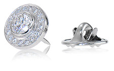 Baldwin Men's .75 Carat Round Bezel Halo Lapel Pin with lab grown diamond alternative cubic zirconia in 14k white gold.