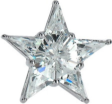 Starla Star Tie Tack and Star Lapel Pin with lab grown diamond look cubic zirconia in 14k white gold.