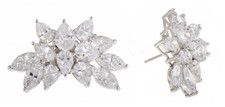 Pearson pear cluster lab created cubic zirconia cluster earrings in 14k white gold.