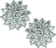 Estella basket set round lab created cubic zirconia cluster earrings in 14k white gold.
