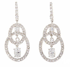 Celina oval chandelier laboratory grown diamond alternative cubic zirconia drop earrings in 14k white gold.