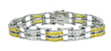 Saxony Duo Channel Set Princess Cut Bracelet with lab grown diamond quality cubic zirconia in 14k white gold.