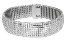 Vendome Flexible Princess Cut Square Channel Set Bracelet with lab grown diamond quality cubic zirconia in 14k white gold.
