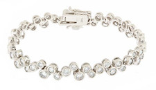 Bubbles Style Bezel Set Round Bracelet with lab grown diamond quality cubic zirconia in 14k white gold.