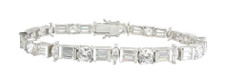 Spector Marquise, Round, Baguette Bracelet with lab grown diamond quality cubic zirconia in 14k white gold.