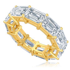East West 1 Carat Each Horizontal Set Emerald Step Cut Eternity Band in 14K yellow gold.
