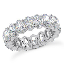 Oval .50 Carat Each Shared Prong Set Laboratory Grown Diamond Alternative Cubic Zirconia Eternity Band in 14k white gold