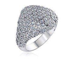 Pave encrusted laboratory grown diamond alternative cubic zirconia pinky signet ring in 14k white gold. Pave encrusted laboratory grown diamond alternative cubic zirconia pinky signet ring in 14k white gold.