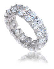 Oval Scalloped Shared U Prong Eternity Band with lab grown diamond alternative cubic zirconia in 14k white gold.