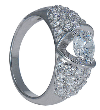 DeRosier 2 Carat Round Domed Pave Cubic Zirconia Ring