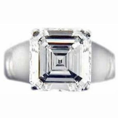 Luccia 4 Carat Asscher Cut Lab Grown Diamond Simulant Cubic Zirconia Trellis Setting Solitaire Engagement Ring.