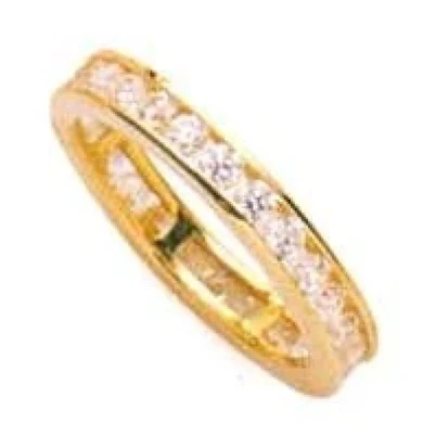 1.5 Carat Round Channel Set  Eternity Wedding Band with lab grown diamond alternative cubic zirconia.