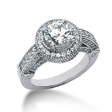 Legend 1.5 Carat Round Lab Grown Diamond Alternative Cubic Zirconia Pave Halo Cathedral Solitaire Engagement Ring