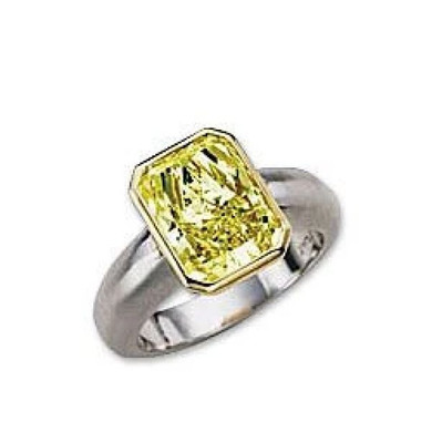 LaGrange 5.5 carat radiant emerald cut bezel set lab created cubic zirconia engagement ring in 14k white gold.