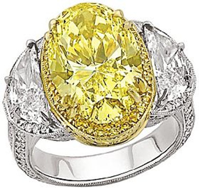 Versucci 5.5 carat oval and half moon lab created cubic zirconia ring in 14k gold.