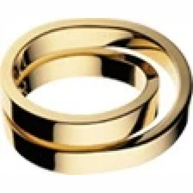 Infinity Double Wedding Band Unisex Wedding Band Ring with lab grown diamond look cubic zirconia in 14k yellow gold.