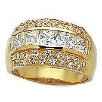 Shauna Channel Set Princess Cut Pave Band with lab grown diamond look cubic zirconia in 14k yellow gold.