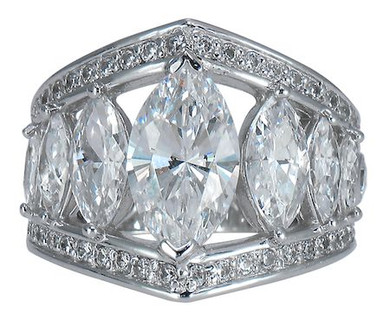 Maxim 4.5 carat marquise lab grown diamond alternative cubic zirconia graduating ring in 14k gold.
