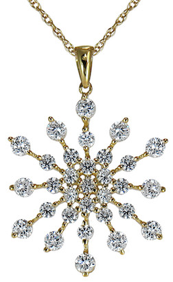Starlight Round Cluster Pendant with laboratory grown diamond look cubic zirconia in 14k yellow gold.