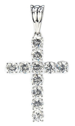 Noble Cross Pendant with lab grown diamond look cubic zirconia in 14k white gold.