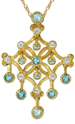 Sachia Simulated Blue Diamond Look Cubic Zirconia Chandelier Pendant