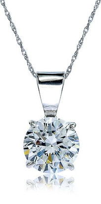 Catania Solitaire Pendant with 1 carat round simulated laboratory created diamond alternative cubic zirconia in 14k white gold.