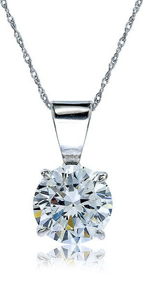 Catania Solitaire Pendant with 1 carat round lab grown diamond look cubic zirconia in 14k white gold.